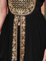 Thumbnail for Sangria Embroidered A-line Kurta & Palazzo With Dupatta - Distacart