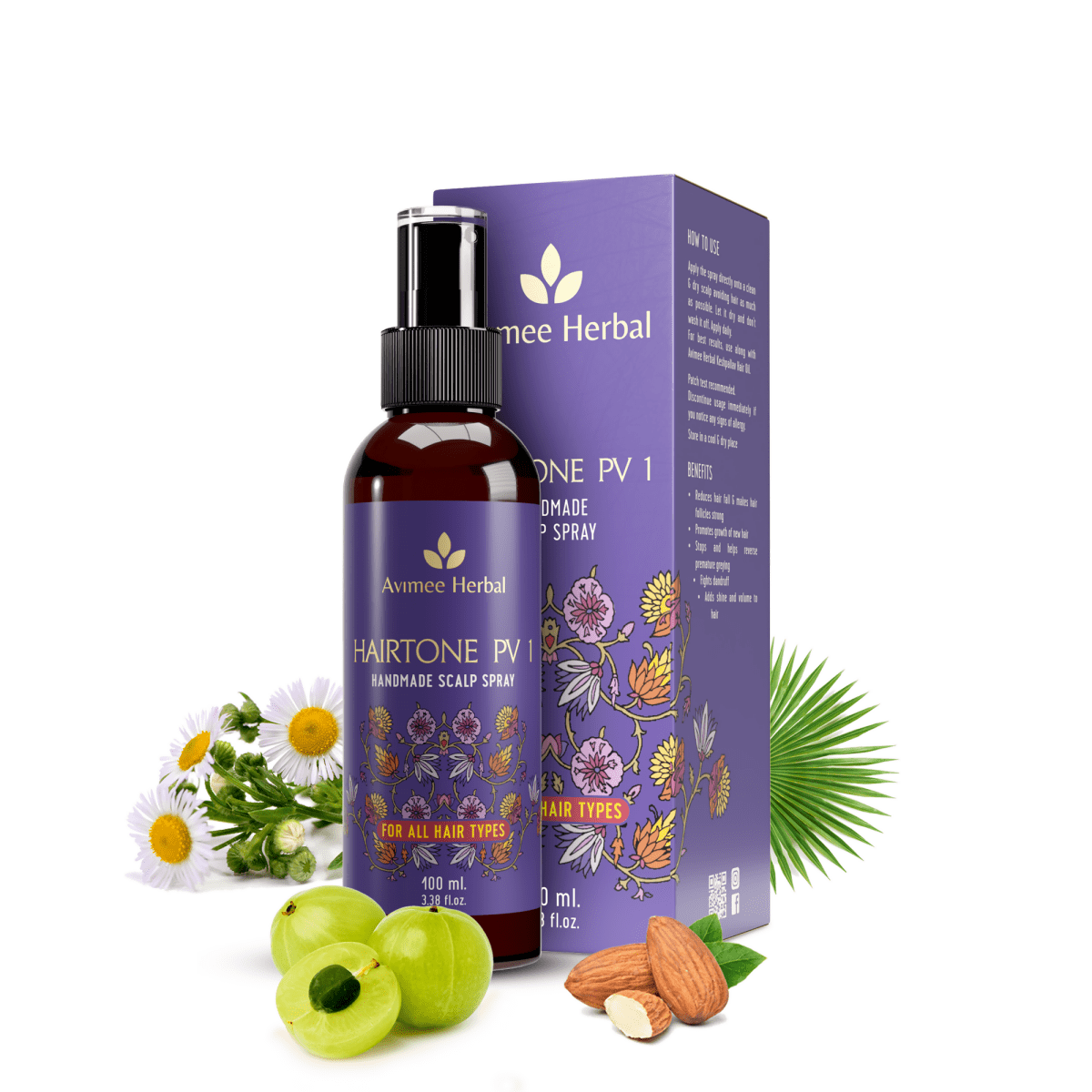 Avimee Herbal Anti Hairfall Kit - Oil, Cleanser and Scalp Spray, Controls Hair Fall and Strengthens Hair Root, With Rosemary, Amla, Methi & Bhringraj - Distacart