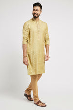 Thumbnail for Ethnic India Green Men's Kurta Woven Design Polyester - Distacart