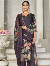 Thumbnail for Aastha Fashion Women's Violet Pashmina Floral Digital Printed Kurta with Trouser & Dupatta - Distacart