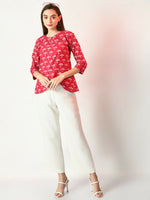 Thumbnail for Myshka Women's Pink Printed Top - Distacart