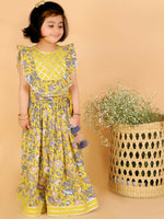 Thumbnail for Lil Drama Girls Choli with Ghaghra Set - Yellow - Distacart