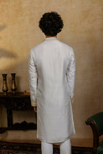 Thumbnail for Falling Raw Silk White Mandala Kurta Set By Hilo Design