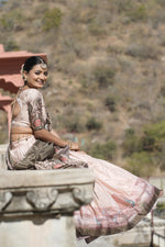 Thumbnail for Vedant Vastram Fully Printed Pure Manipuri Silk Lehenga Choli With Blouse & Dupatta - Peach - Distacart