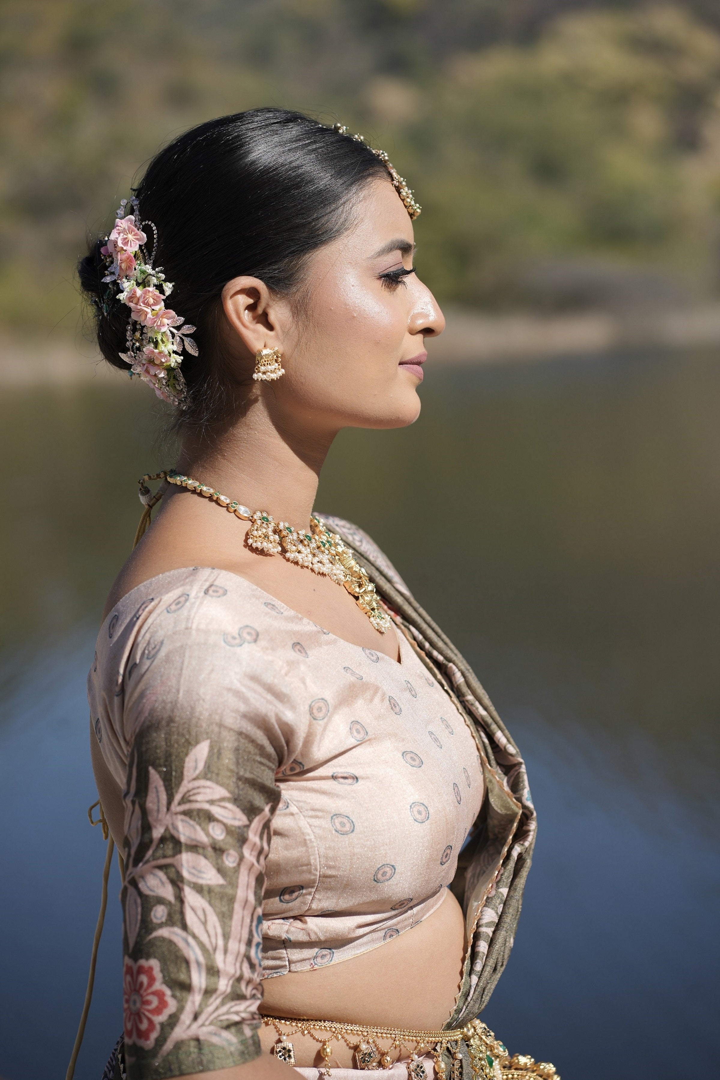 Vedant Vastram Fully Printed Pure Manipuri Silk Lehenga Choli With Blouse & Dupatta - Peach - Distacart