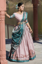 Thumbnail for Vedant Vastram Fully Printed Pure Manipuri Silk Lehenga Choli With Blouse & Dupatta - Pink - Distacart