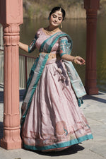 Thumbnail for Vedant Vastram Fully Printed Pure Manipuri Silk Lehenga Choli With Blouse & Dupatta - Pink - Distacart