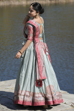 Thumbnail for Vedant Vastram Fully Printed Pure Manipuri Silk Lehenga Choli With Blouse & Dupatta - Sky Blue - Distacart