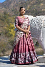 Thumbnail for Vedant Vastram Fully Printed Pure Manipuri Silk Lehenga Choli With Blouse & Dupatta - Pink - Distacart