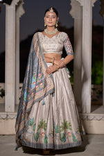 Thumbnail for Vedant Vastram Fully Printed Pure Manipuri Silk Lehenga Choli With Blouse & Dupatta - Beige - Distacart