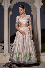 Thumbnail for Vedant Vastram Fully Printed Pure Manipuri Silk Lehenga Choli With Blouse & Dupatta - Beige - Distacart