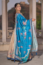 Thumbnail for Vedant Vastram Fully Printed Pure Manipuri Silk Lehenga Choli With Blouse & Dupatta - Beige - Distacart