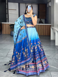 Thumbnail for Lehenga Mart Designer Art Silk Printed Lehenga Choli - Blue