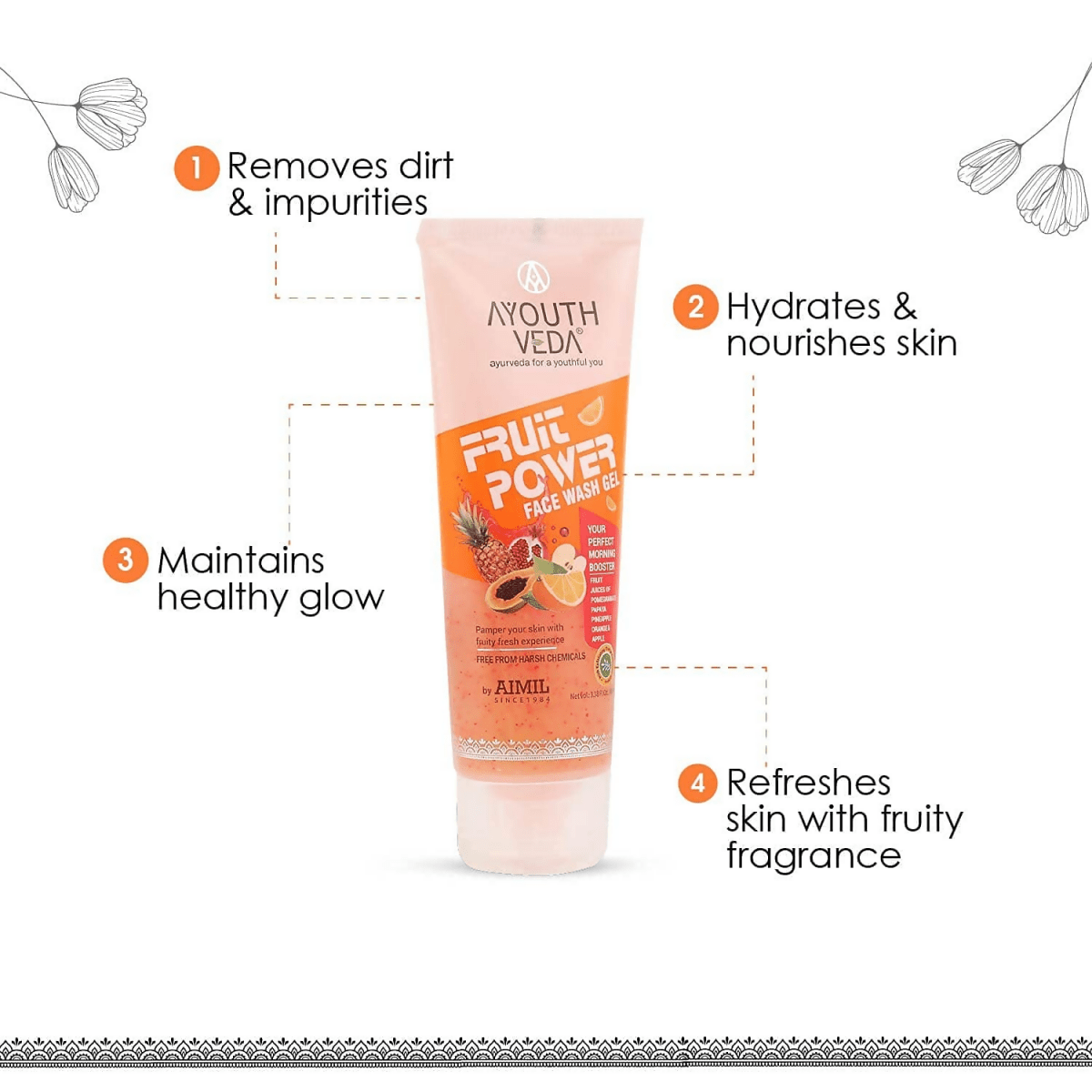 Ayouthveda Fruit Power Face Wash Gel - Distacart