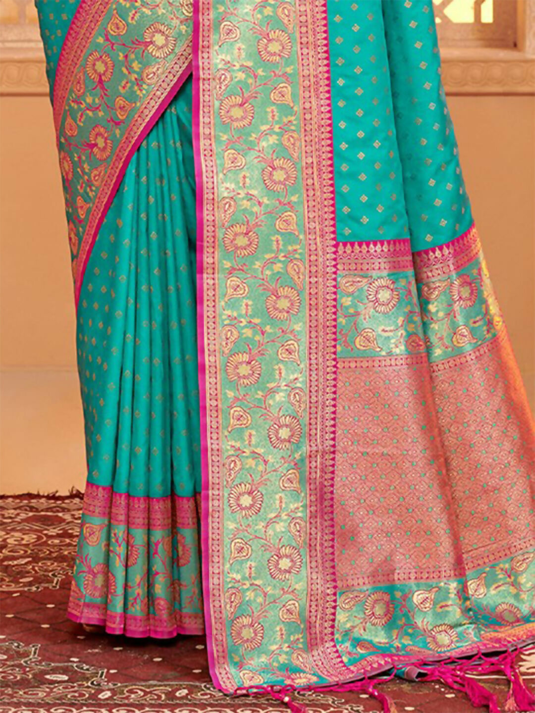 Astita Silk Blend Sea Green Saree