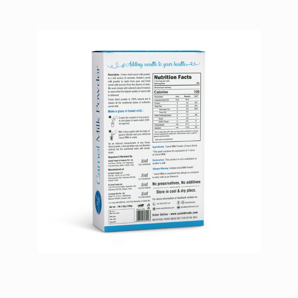 Aadvik Camel Milk Powder Freeze-Dried Sachets - Distacart