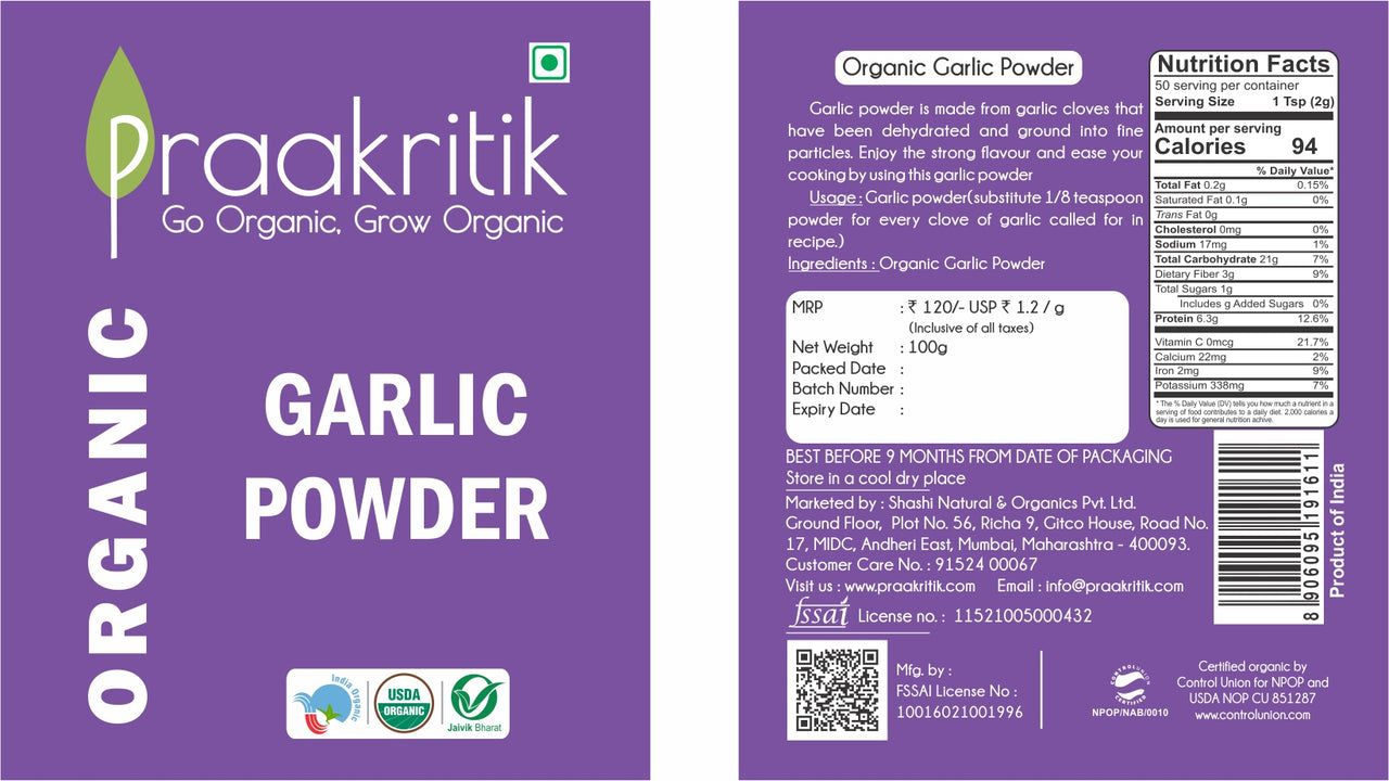 Praakritik Organic Garlic Powder - Distacart