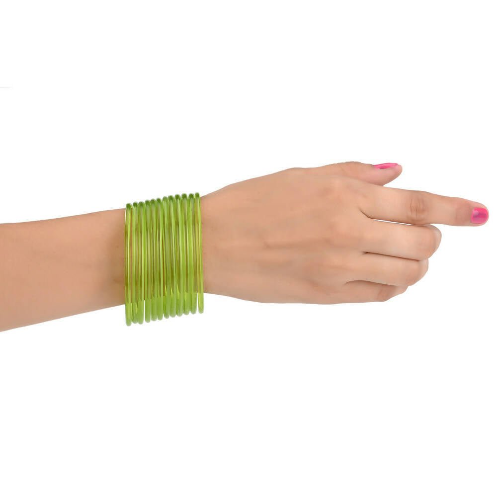 Afast Shining Green Glass Wedding, Party, Daily Use Bangle Set, Set Of 12 - Distacart