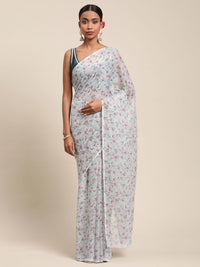 Thumbnail for Ahalyaa Women's Grey Chiffon Digital Print Floral Saree - Distacart