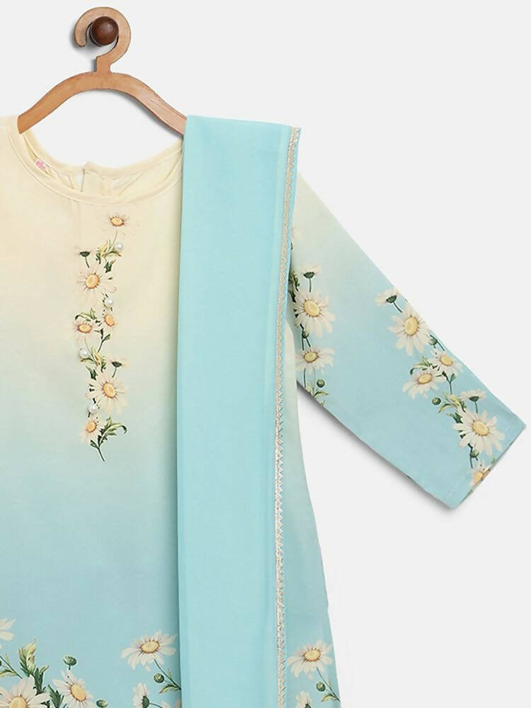 Ahalyaa Multi Crepe Printed Kids Kurta Sharara Sets With Dupatta For Girls - Distacart