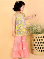 Thumbnail for Lil Drama Girls kurta with sharara set - Yellow - Distacart