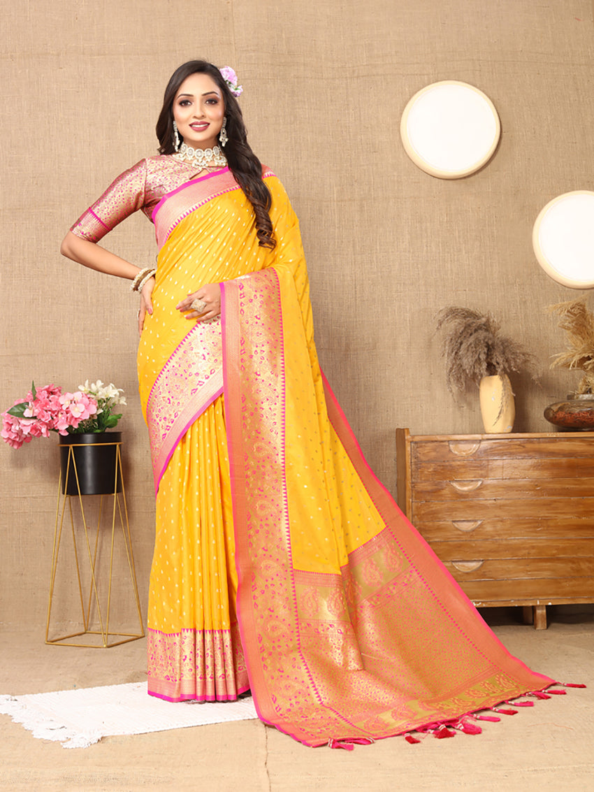 Lorenvalley Fashion Gold Soft Silk weaving Design Rich Zari Weaving Saree - Distacart