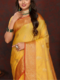 Thumbnail for Lorenvalley Fashion Gold Soft Katan Silk Woven Design Zari Weaving Pallu Saree