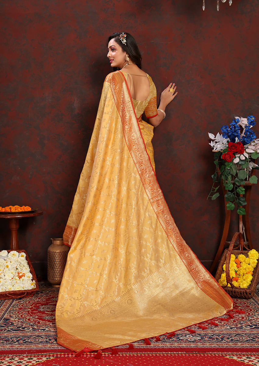 Lorenvalley Fashion Gold Soft Katan Silk Woven Design Zari Weaving Pallu Saree - Distacart