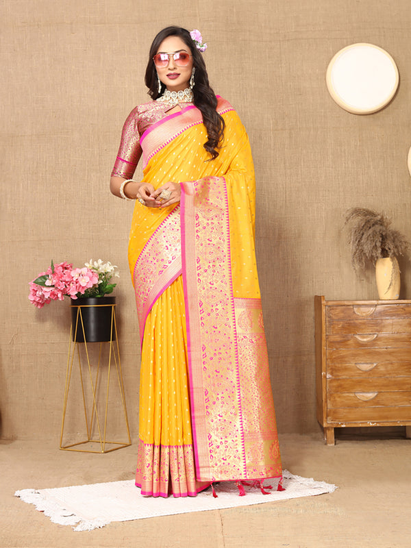Lorenvalley Fashion Gold Soft Silk weaving Design Rich Zari Weaving Saree - Distacart