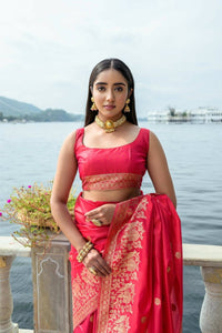 Thumbnail for Aastha Fashion Red Woven Soft Silk Saree with Blouse - Distacart