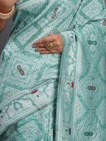 Thumbnail for Astita Linen Cotton Sea Green Saree