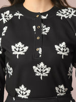 Thumbnail for Myshka Women's Black Printed Round Neck Party Top With Skirt Co-ord set - Distacart