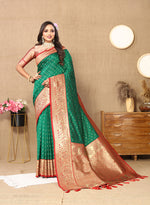 Thumbnail for Lorenvalley Fashion Green Soft Silk weaving Design Rich Zari Weaving Saree - Distacart