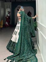 Thumbnail for Lorenvalley Green Tussar Silk with Bandhej Print Lehenga Choli - Distacart