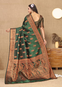 Thumbnail for Lorenvalley Fashion Green Soft Katan Silk Woven Design Copper Zari Weaving Saree