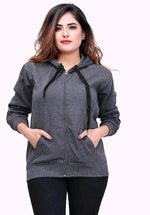 Thumbnail for PAVONINE Grey Color Casual Winter Wear Hoodie Sweatshirt For Girls - Distacart