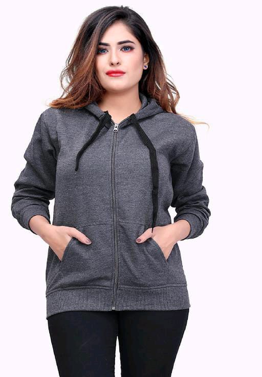 PAVONINE Grey Color Casual Winter Wear Hoodie Sweatshirt For Girls - Distacart