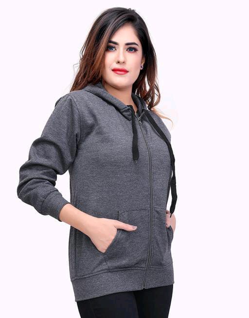 PAVONINE Grey Color Casual Winter Wear Hoodie Sweatshirt For Girls - Distacart
