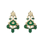 Thumbnail for Nuyug 22K Gold Plated Arc Kundan Ruby Drops Necklace