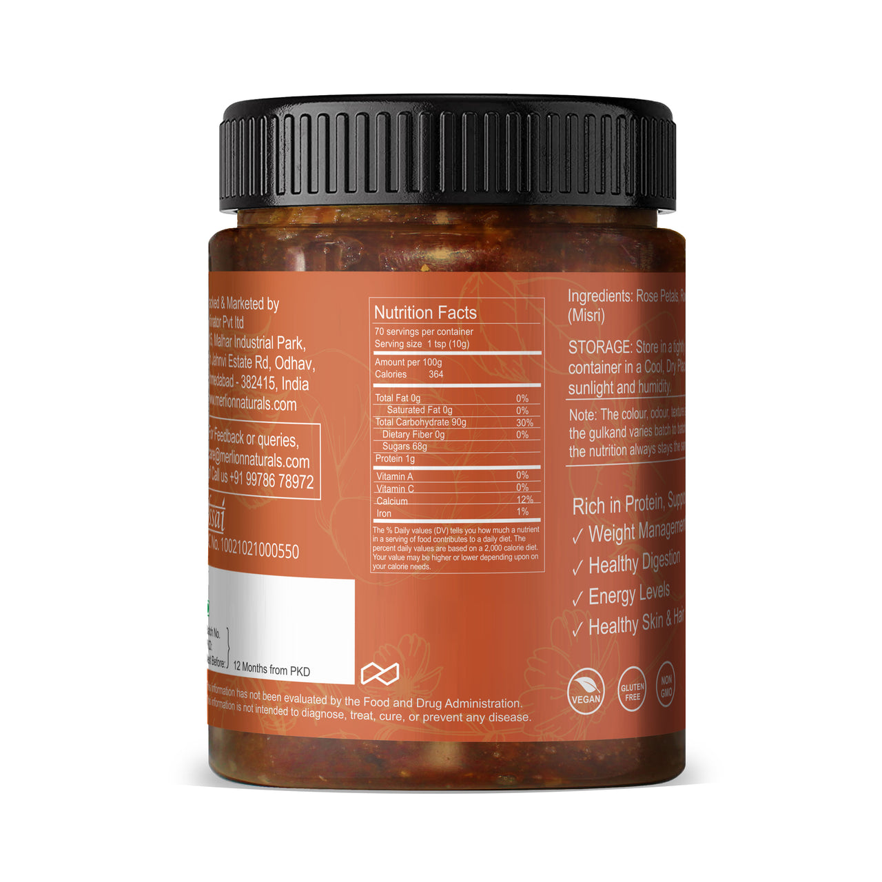 Merlion Naturals Rose Petals Jam - Gulkand - Distacart