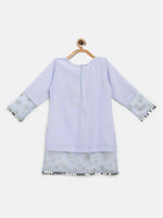 Thumbnail for Ahalyaa Blue Crepe Silver Glitter Print Kids Kurta Palazzo Set With Dupatta For Girls - Distacart