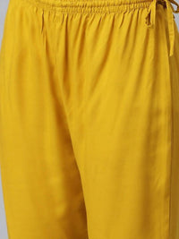 Thumbnail for Anubhutee Mustard Yellow & Blue Embroidered Kurta with Trousers - Distacart