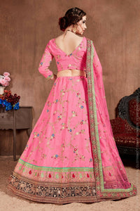 Thumbnail for Aastha Fashion Women's Elegant Pink Designer Embroidered Bridal Wear Lehenga Choli - Distacart