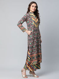 Thumbnail for Ahalyaa Women's Multi Colour Crepe Digital Patola Printed Kurta Palazzo Set With Dupatta - Distacart