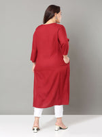 Thumbnail for Sztori Plus Size Floral Yoke Design Thread Work Straight Kurta - Distacart