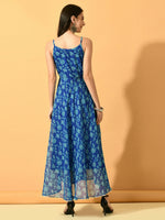 Thumbnail for Myshka Women's Blue Fit and Flare Party Dress - Distacart