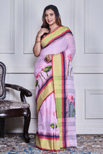 Thumbnail for Morchari Multicolour Cotton Handloom Mirror Work Saree Unstitched Blouse