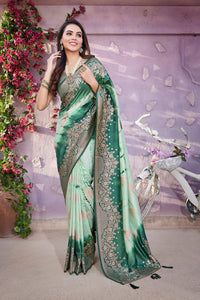 Thumbnail for NOZ2TOZ Women Party Wear Viscose Silk Saree with Unstitched Blouse - Light Green