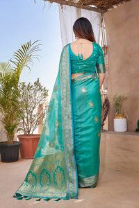 Thumbnail for NOZ2TOZ Women Party Wear Pure Zari Silk Saree with Unstitched Blouse - Rama