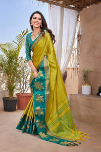 Thumbnail for NOZ2TOZ Women Party Wear Aura Silk Saree with Unstitched Blouse - Light Green